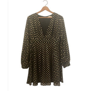 Black and GOLD Polka Dot Dress - Altar'd State - M